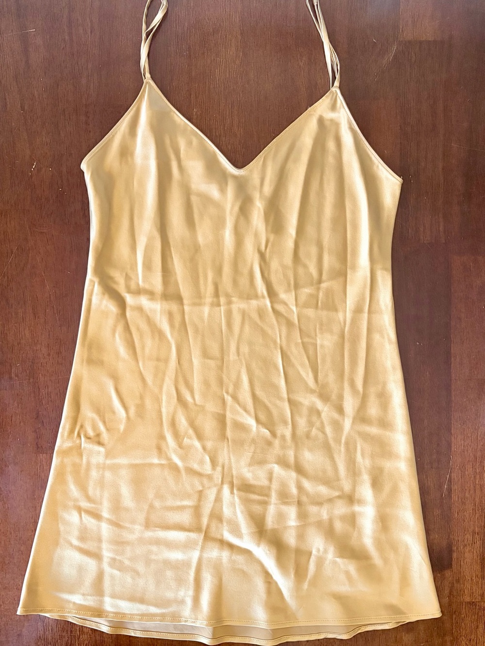 Champagne Gold Reformation Slip Tank, Made of 100% silk, Size XS - Picture 2 of 3